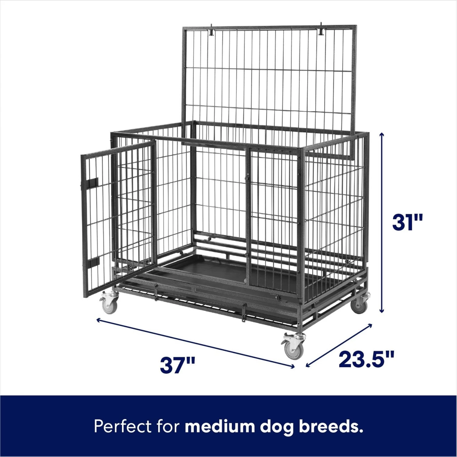 Frisco Ultimate Lightweight Heavy Duty Foldable & Stackable Steel Metal Single Door Dog Crate 2 Frisco Ultimate Lightweight Heavy Duty Foldable & Stackable Steel Metal Single Door Dog Crate - Image 2