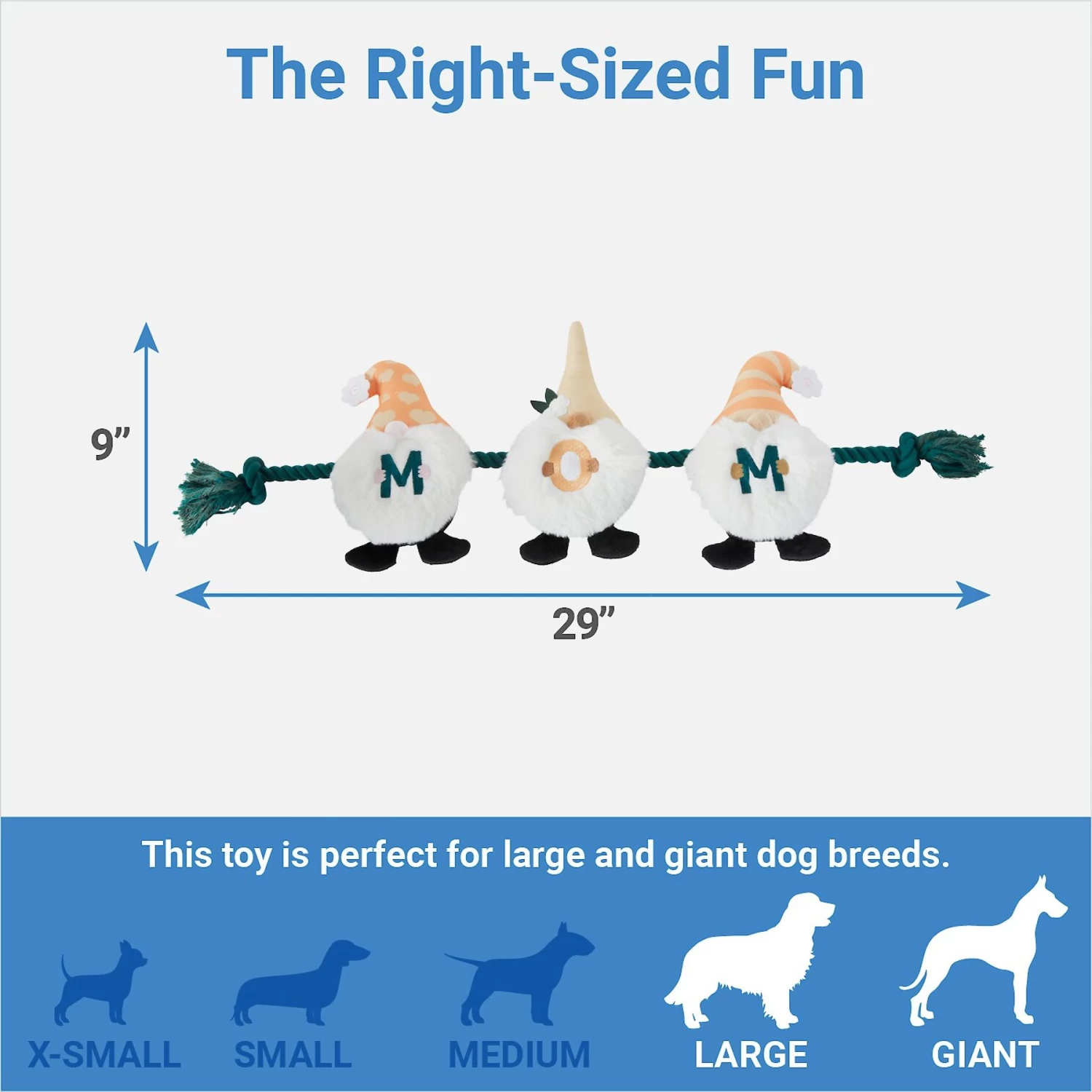 Frisco Mother's Day Gnomes Plush With Rope Squeaky Dog Toy 2 Frisco Mother's Day Gnomes Plush With Rope Squeaky Dog Toy - Image 2