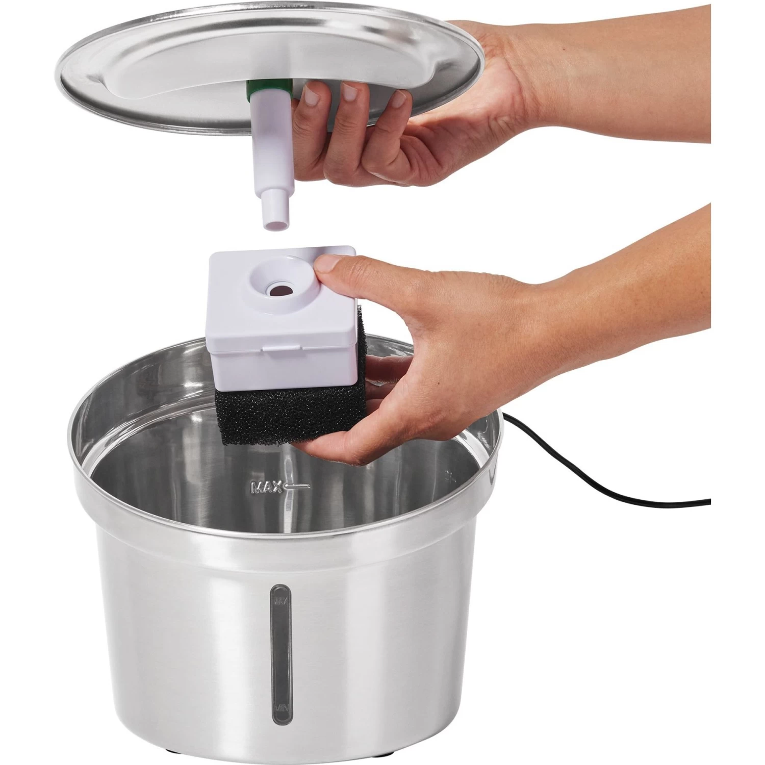 Frisco Stainless Steel Cactus & Leaf Dog & Cat Fountain 4 Frisco Stainless Steel Cactus & Leaf Dog & Cat Fountain - Image 4