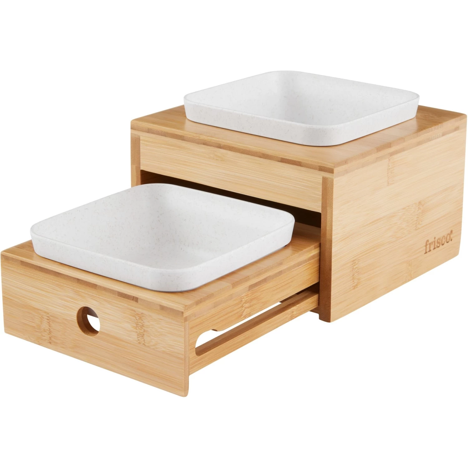 Frisco Elevated Non-Skid Bamboo Melamine Bowl Double Diner With Bamboo Stand 1 Frisco Elevated Non-Skid Bamboo Melamine Bowl Double Diner With Bamboo Stand