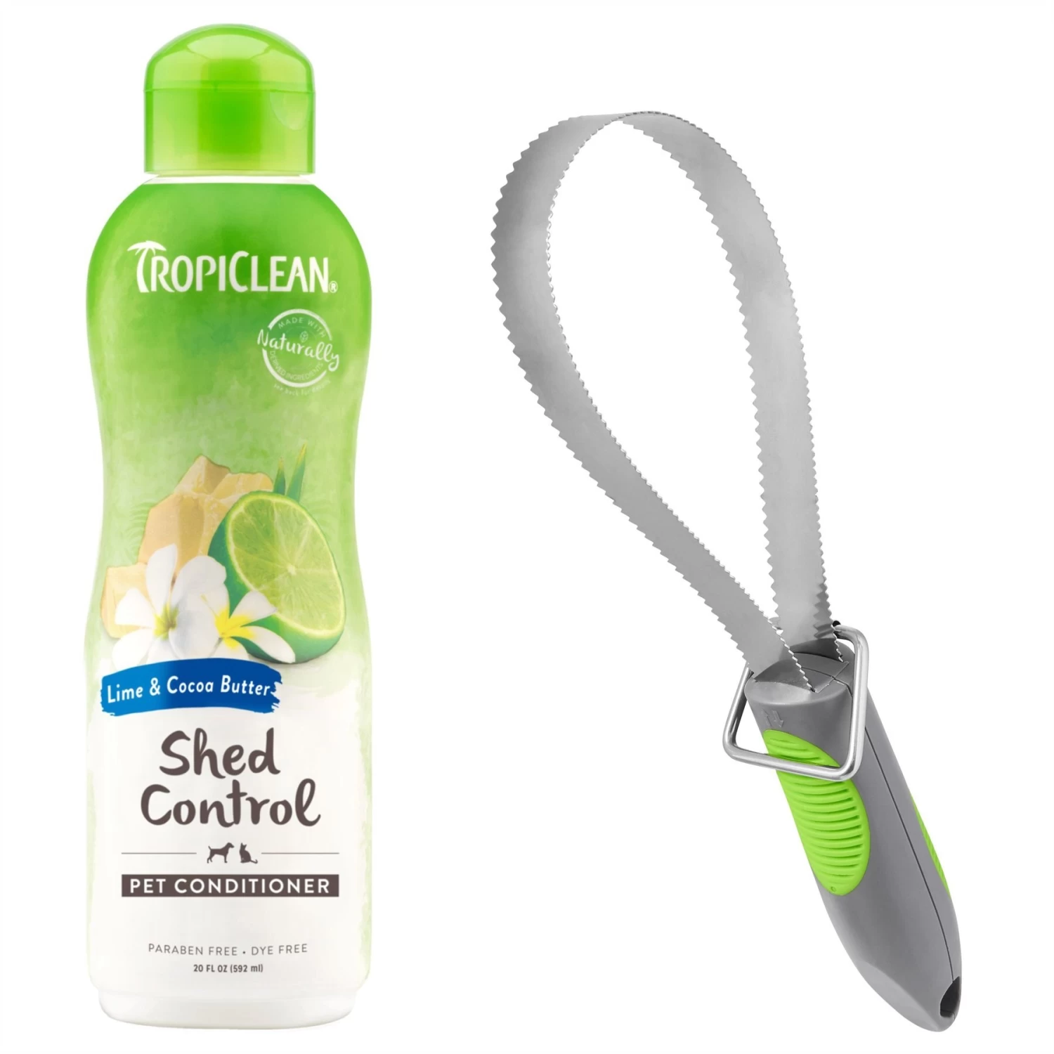 TropiClean Lime & Cocoa Butter Deshedding Dog Conditioner & Frisco Shedding Blade Dog Brush, One Size 1 TropiClean Lime & Cocoa Butter Deshedding Dog Conditioner & Frisco Shedding Blade Dog Brush, One Size