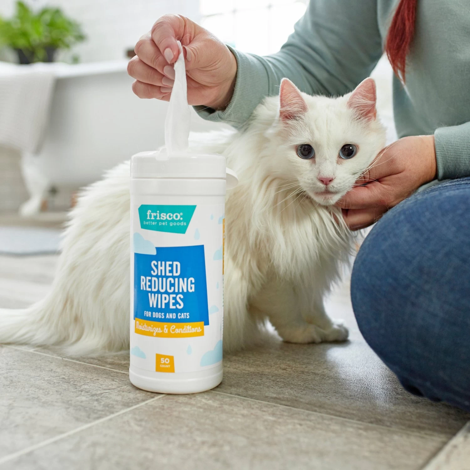 FURminator Long Hair Dog Deshedding Tool & Frisco Shed Reducing Waterless Grooming Wipes For Dogs & Cats, 50 Count 7 FURminator Long Hair Dog Deshedding Tool & Frisco Shed Reducing Waterless Grooming Wipes For Dogs & Cats, 50 Count - Image 7