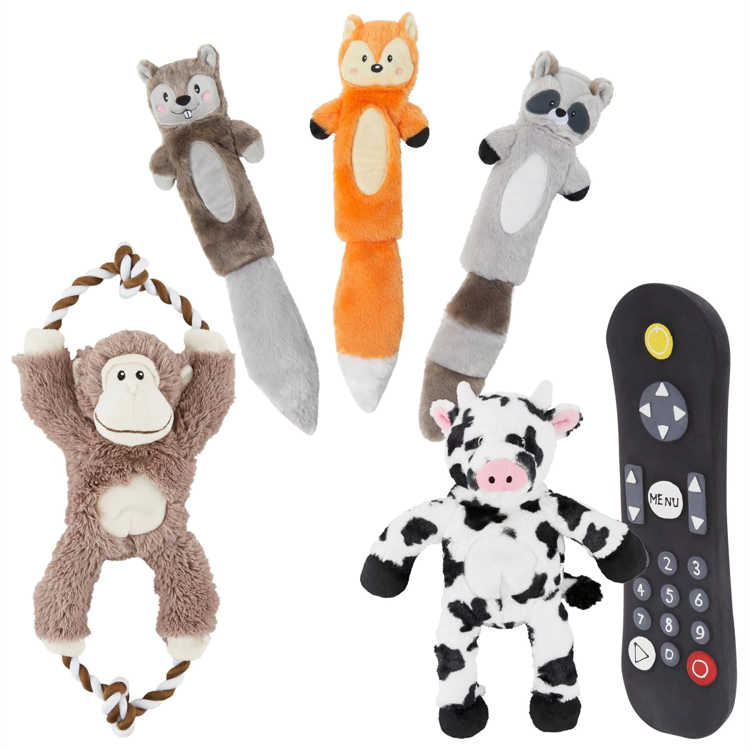 Frisco Forest Friends Stuffing-Free Skinny Plush Squeaky Dog Toy + 3 Items 1 Frisco Forest Friends Stuffing-Free Skinny Plush Squeaky Dog Toy + 3 Items