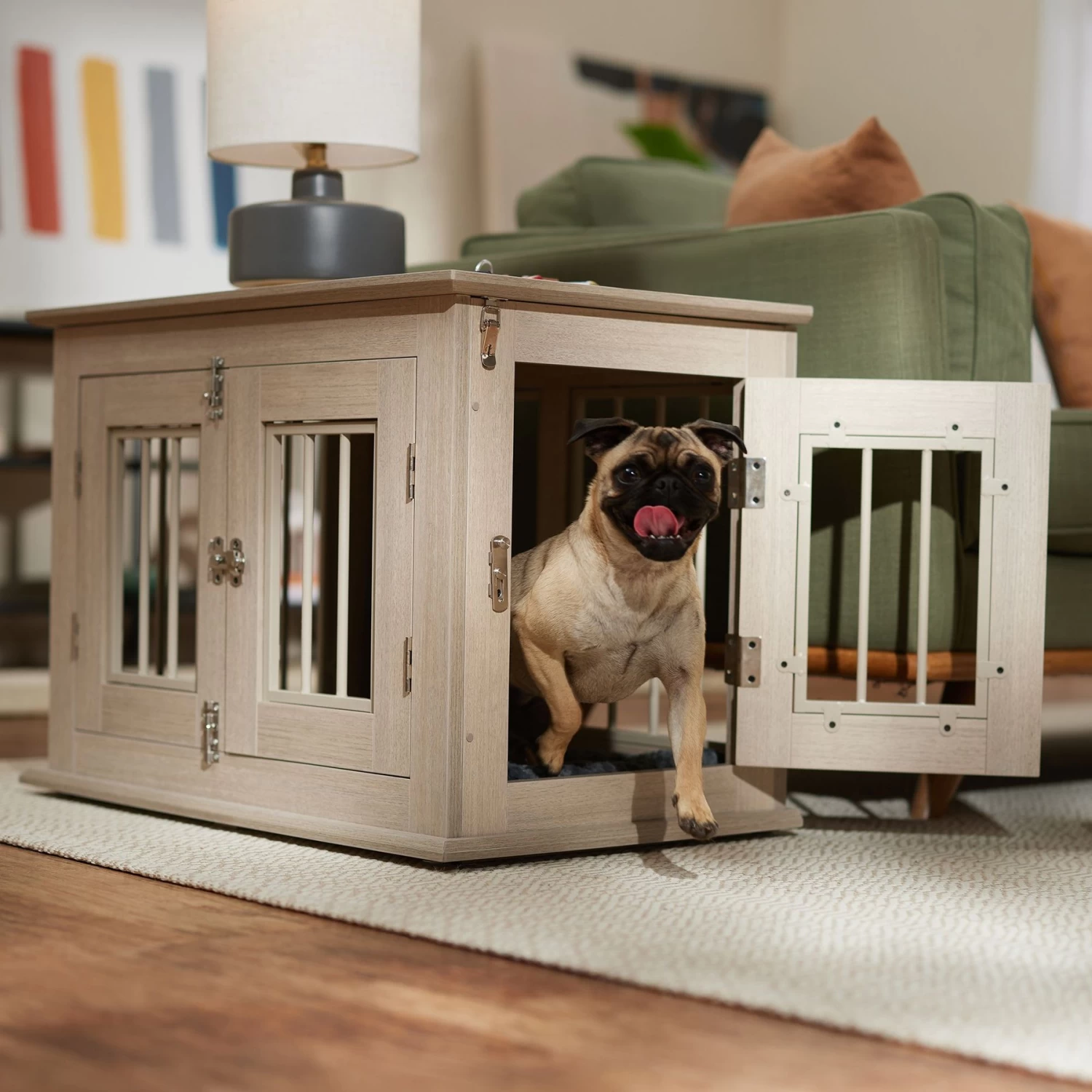 Frisco Double Door Wood & Metal Furniture Style Dog Crate 1 Frisco Double Door Wood & Metal Furniture Style Dog Crate