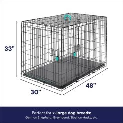 Frisco Heavy Duty Enhanced Lock Double Door Fold & Carry Wire Dog Crate & Mat Kit & MidWest Quiet Time Fleece Dog Crate Mat -Frisco 947398 PT2. AC SS1800 V1693602742