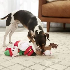 Frisco Holiday Santa's Helpers Plush Squeaky Dog Toy, 3 Count & Frisco Holiday Ho Ho Ho Fetch Squeaky Tennis Ball Dog Toy -Frisco 986214 PT4. AC SS1800 V1698257790